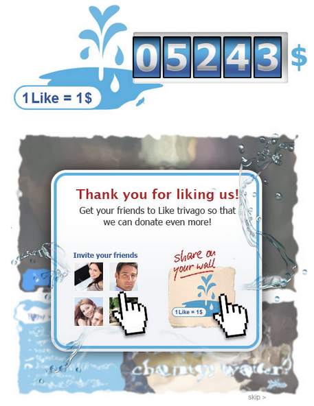 trivago campagna charity:water