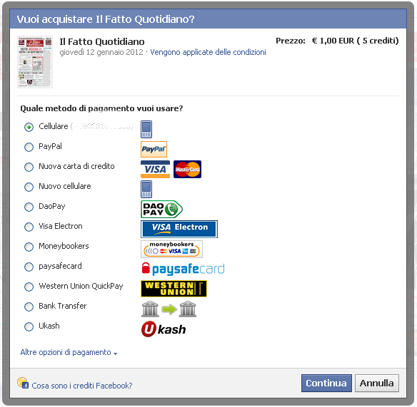 Acquisto fatto quotidiano facebook acquisto fatto quotidiano su facebook con cellulare