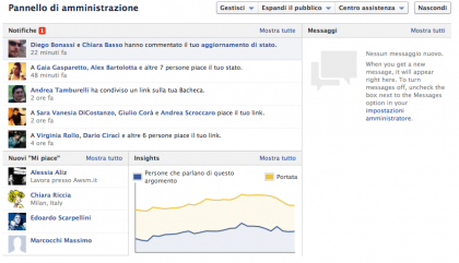nuovo pannello di amministrazione pagina facebook